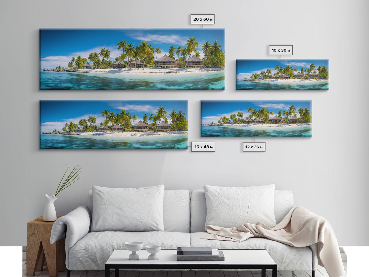 Panoramic Print of Maldives Beaches at Sunset Extra Large Wall Art, Panoramic Wall Art, Panoramic Landscape Print, Landscape Photography