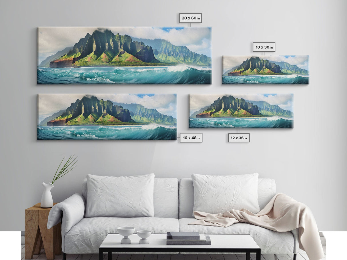 Panoramic Print of Na Pali Coast Hawaii Extra Large Wall Art, Panoramic Wall Art, Panoramic Landscape Print, Landscape Photography