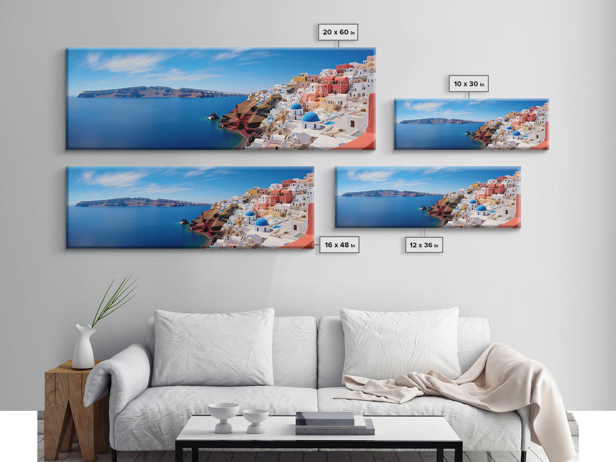 Panoramic Print of Santorini Greece Extra Large Wall Art, Panoramic Wall Art, Panoramic Landscape Print, Landscape Photography