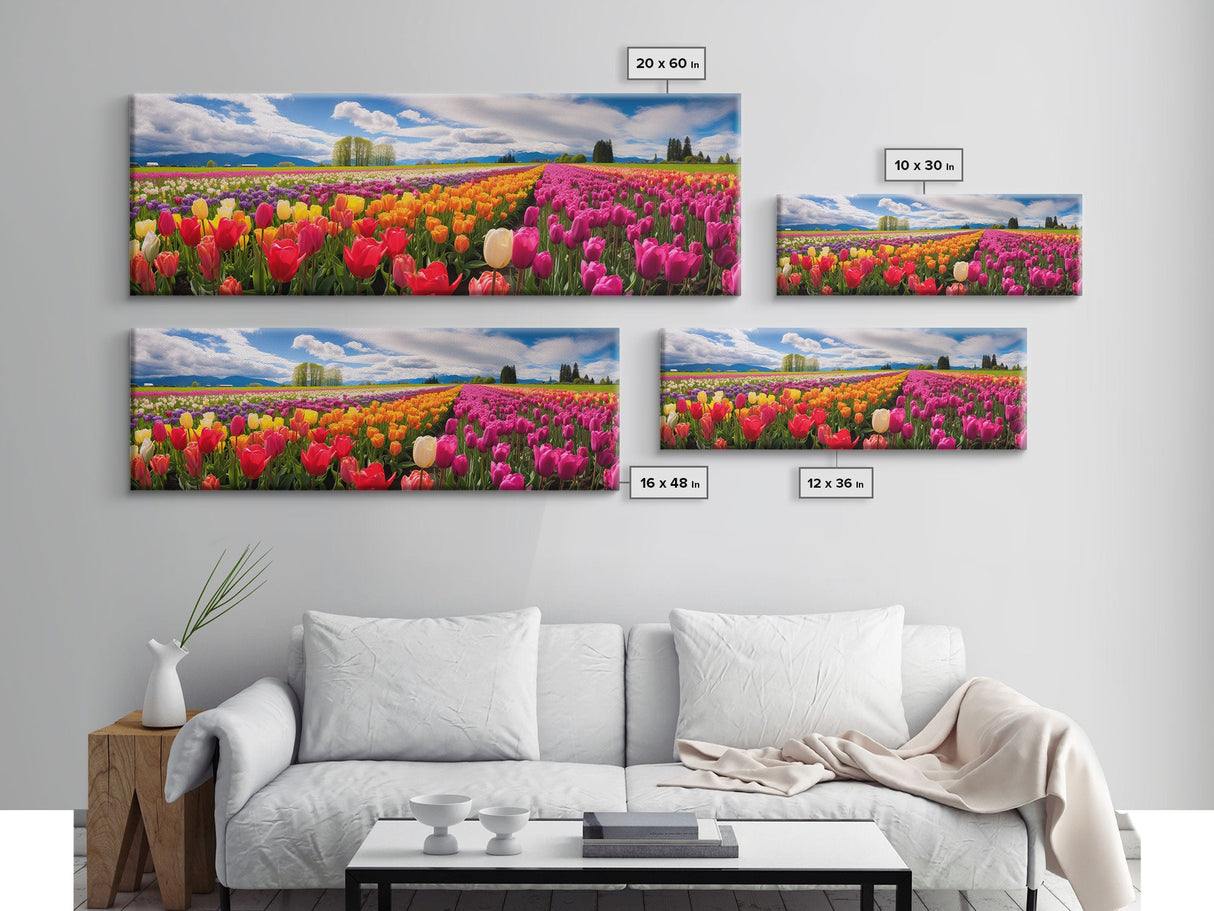 Panoramic Print of Tulip Fields of Skagit Valley Extra Large Wall Art, Panoramic Wall Art, Panoramic Landscape Print, Landscape Photography