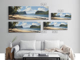 Watercolor Panoramic American Samoa National Park Framed Canvas Print Wall Art, Watercolor Landscape Painting