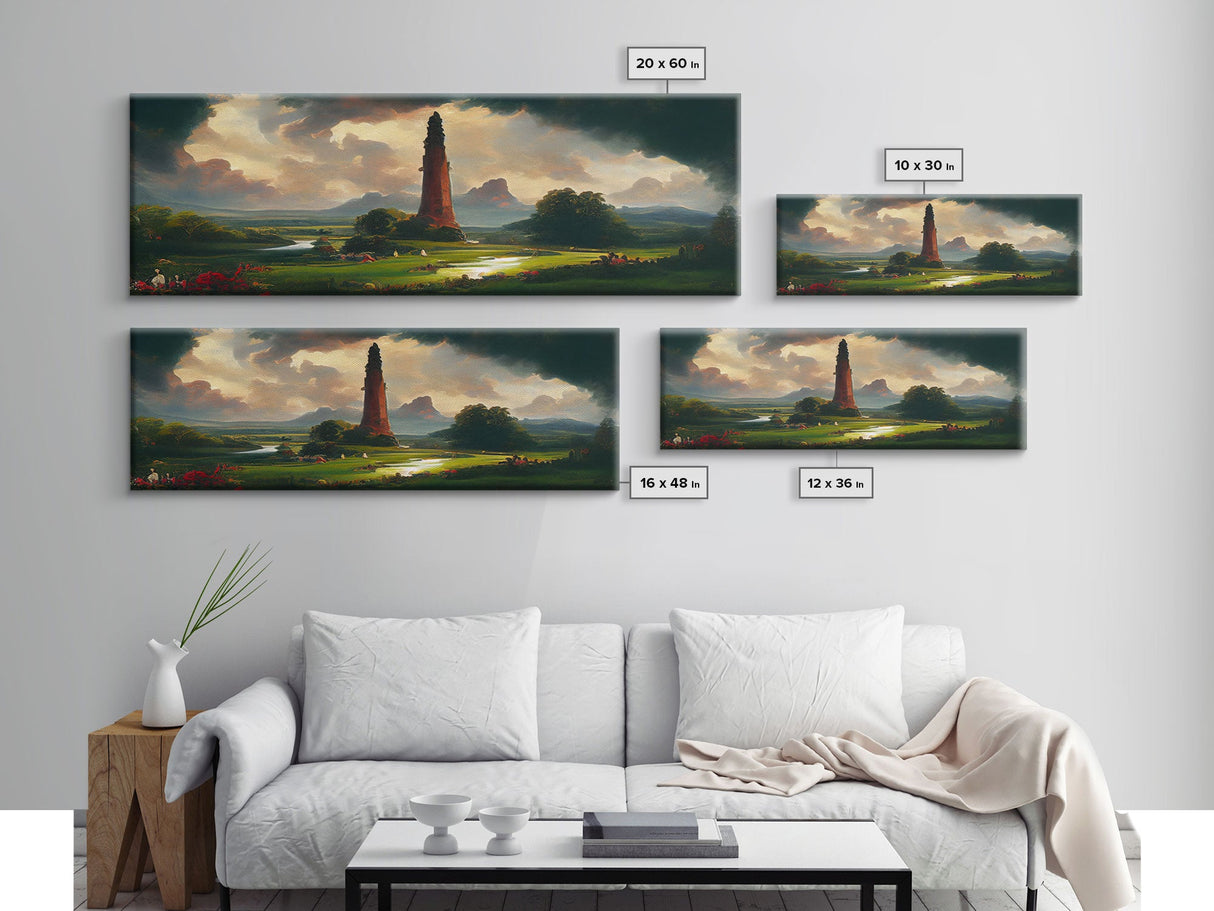 The Dark Tower, Ready To Hang Canvas Print, Panoramic Art, High Fantasy Concept Art