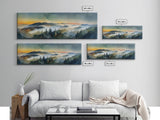 Beautiful Watercolor Landscape, Ready To Hang Canvas Print, Panoramic Art, Above Sofa Wall Art