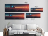 Cyberpunk Cityscape, Ready To Hang Canvas Print, Panoramic, Cyberpunk Concept Art, Cityscape at Sunset, Cool mancave art, gift for him