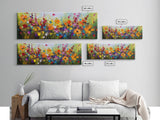 Panoramic Wildflowers Canvas Print, Beautiful Ultra-Wide Wall Art, Original Flower Painting, Floral Art, Botantical Wall Art, Oil Painting