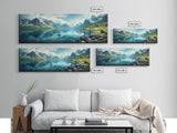 Panoramic Photography Print Of Fjords of Norway, Framed Canvas Print, Panoramic Landscape Photography Art