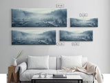 Panoramic Winter Scene Canvas Print, Winter Stream Drone Shot Bird's Eye View, Rustic Winter Centerpiece Wall Art, Panoramic Art