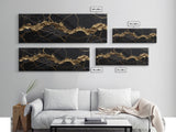 Black and Gold Marble Canvas Wall Art, Abstract Canvas Art, Panoramic Art, Large Wall Art, Marble Wall Decor, Large Canvas Art, Modern Art