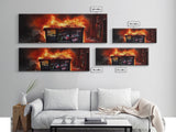 A Bigger Dumpster Fire, Panoramic Canvas Print, Framed Wall Art, Wall Decor, Graffiti Art