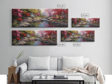 Panoramic Landscape Print Of A Tranquil Spring Stream, Framed Canvas Print, Original Landscape Oil Painting, Guest Room Decor