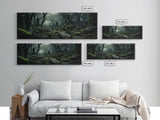 Spooky Overgrown Cemetary Panoramic Canvas Print, Framed Halloween Art, Spooky Decor, Halloween Art, Halloween Wall Art, Halloween Art Print