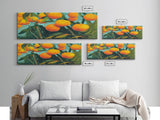 Florida Orange Trees, Abstract Art, Extra Large Wall Art, Framed Panoramic Canvas Print, Framed Wall Decor