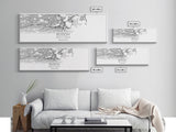 Panoramic Boston City Map, Massachusetts Art, Map Print, Minimalist Wall Art, Canvas Art, Housewarming Gift, Street Map Art, Closing Gift