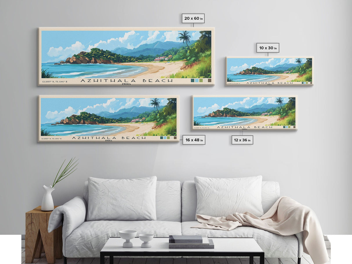 Azhithala Beach, India Panoramic Print, Vacation Gift, India Wall Art, Vacation Wall Art, Vacatation Memories, Beach Decor, Beach Or Lakehouse Art