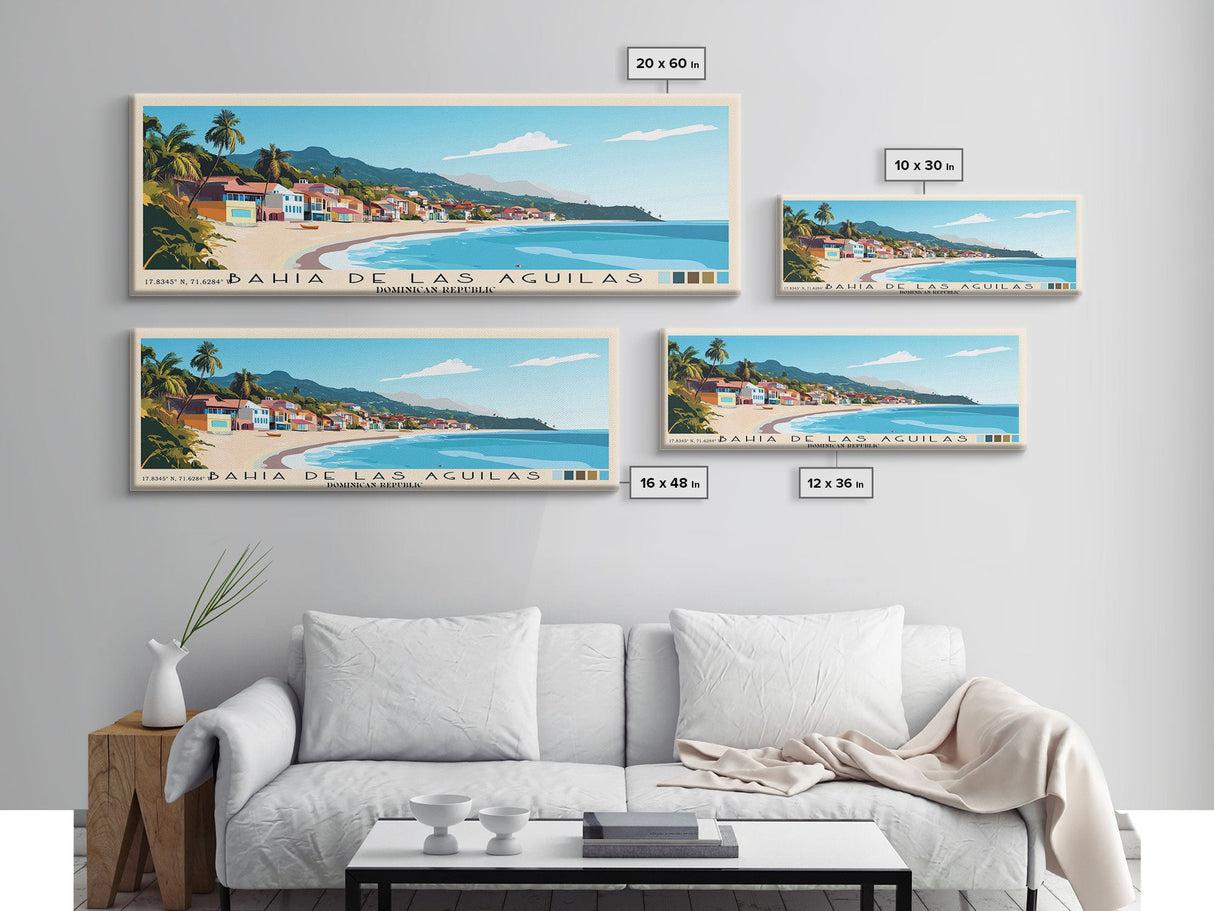 Bahia de Las Aguilas, Dominican Republic Panoramic Print, Vacation Gift, Dominican Republic Wall Art, Beach Painting, Beach Decor, Large Wall Art, Wood Frame Art