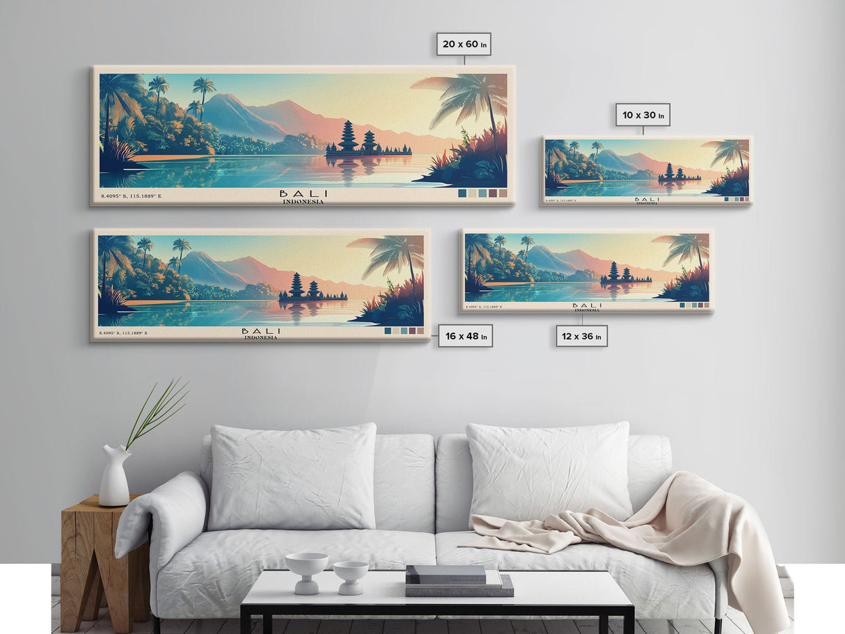 Bali, Indonesia Panoramic Print, Vacation Gift, Indonesia Wall Art, Beach Painting, Beach Decor, Beach Or Lakehouse Art