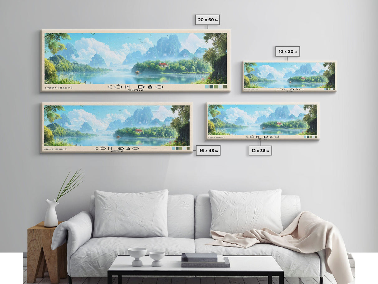 Côn Đảo, Vietnam Panoramic Beach Print, Vacation Gift, Vietnam Wall Art, Beach Painting, Beach Decor, Beach Painting