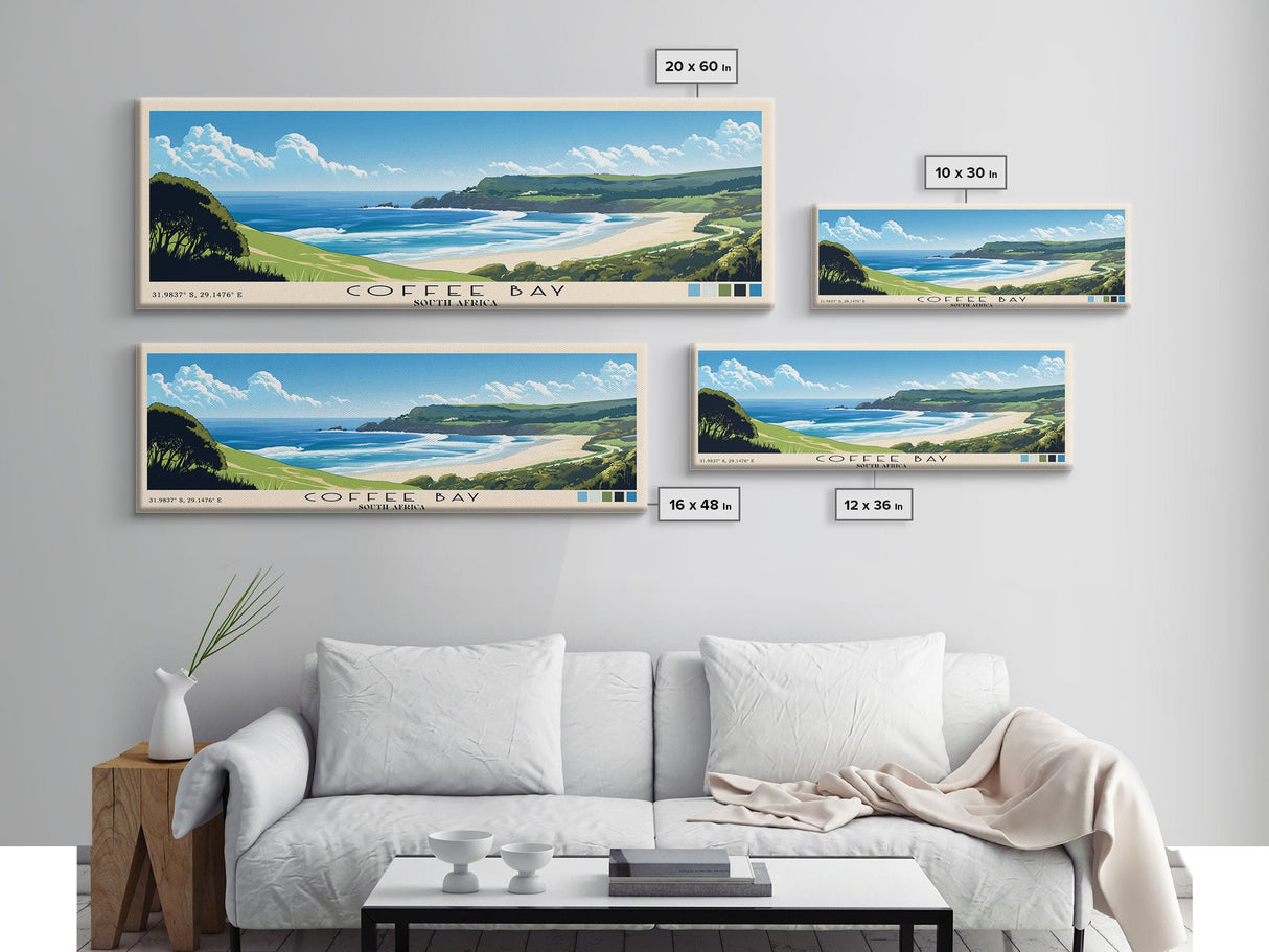 Coffee Bay, South Africa Panoramic Print, Vacation Gift, South Africa Wall Art, Beach Painting, Beach Decor, Beach Or Lakehouse Art