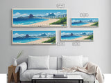 Copacabana, Brazil Panoramic Beach Print, Vacation Gift, Brazil Wall Art, Framed Canvas Print, Framed Beach Painting