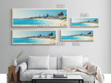 Cottesloe, Australia Panoramic Print, Vacation Gift, Australia Wall Art, Beach Painting, Beach Decor, Large Wall Art, Wood Frame Art