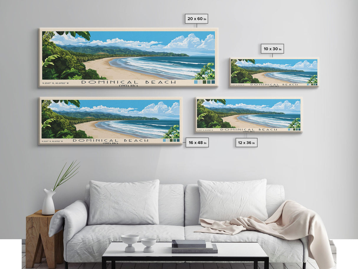 Dominical Beach, Costa Rica Panoramic Print, Vacation Gift, Costa Rica Wall Art, Beach Painting, Beach Decor, Beach Or Lakehouse Art