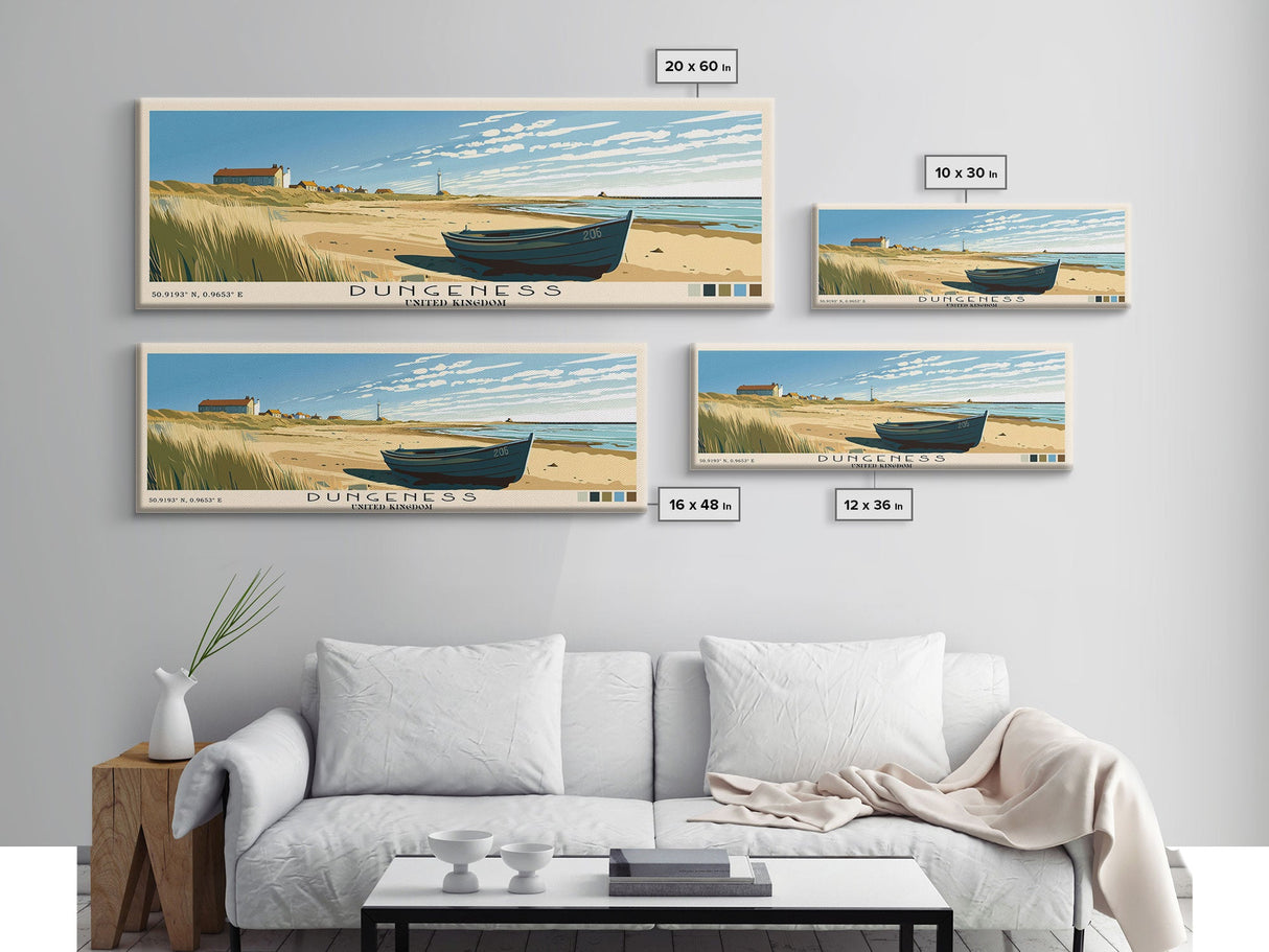 Dungeness, United Kingdom Panoramic Print, Vacation Gift, United Kingdom Wall Art, Beach Painting, Beach Decor, Beach Or Lakehouse Art