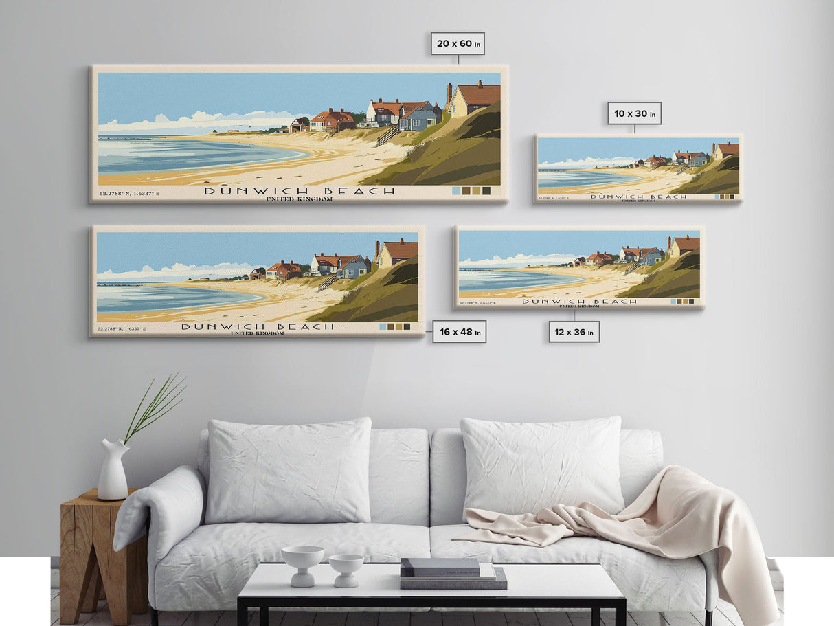 Dunwich Beach, United Kingdom Panoramic Print, Vacation Gift, United Kingdom Wall Art, Beach Painting, Beach Decor, Large Wall Art, Wood Frame Art