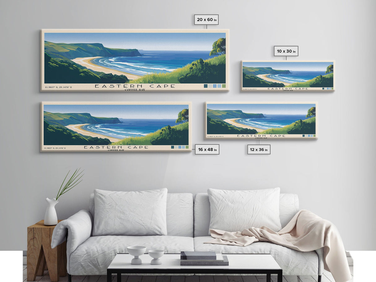 Eastern Cape, Coffee Bay Panoramic Beach Print, Vacation Gift, Coffee Bay Wall Art, Beach Painting, Beach Decor, Beach Painting