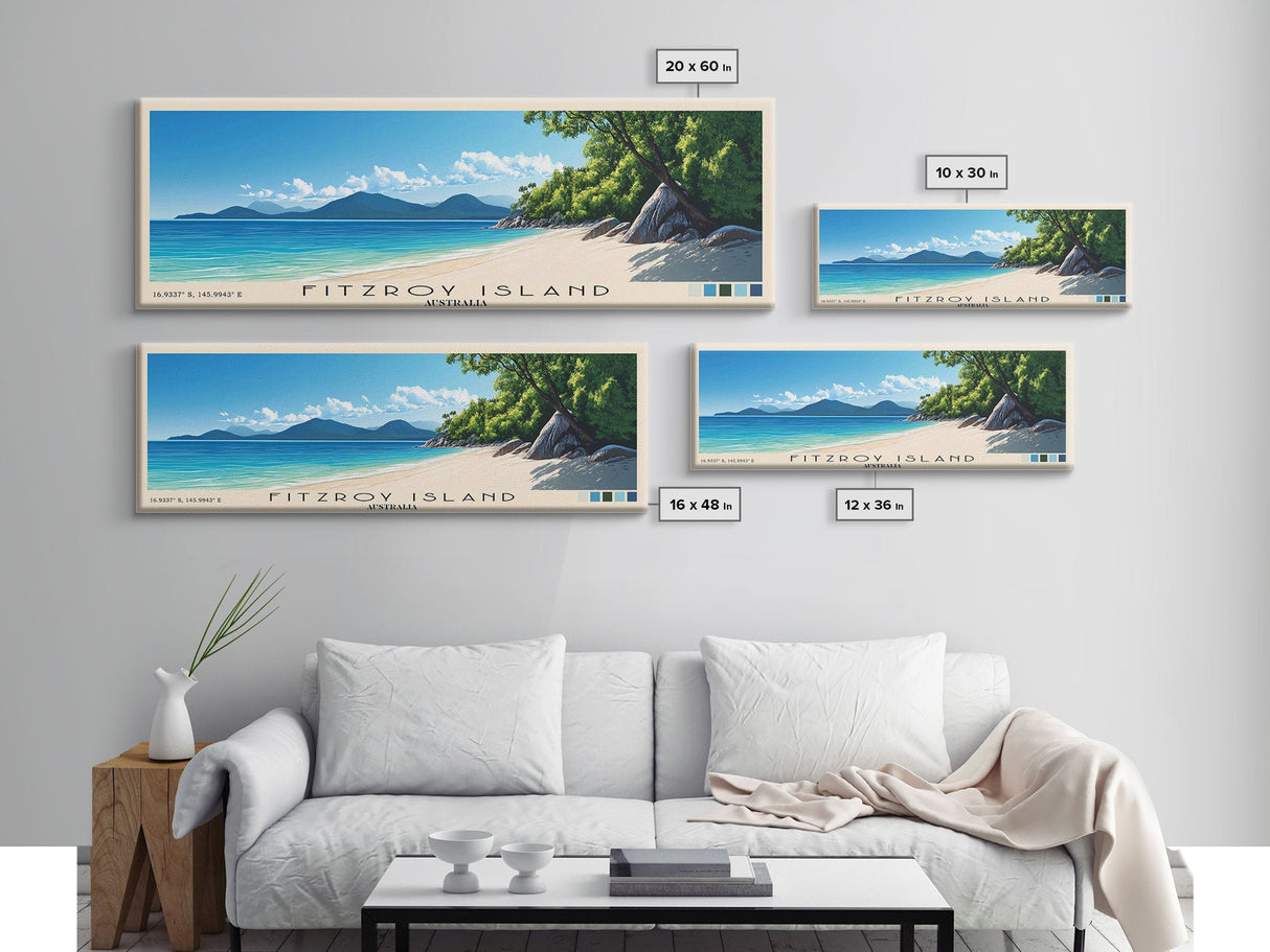 Fitzroy Island, Australia Panoramic Print, Vacation Gift, Australia Wall Art, Beach Painting, Beach Decor, Beach Or Lakehouse Art