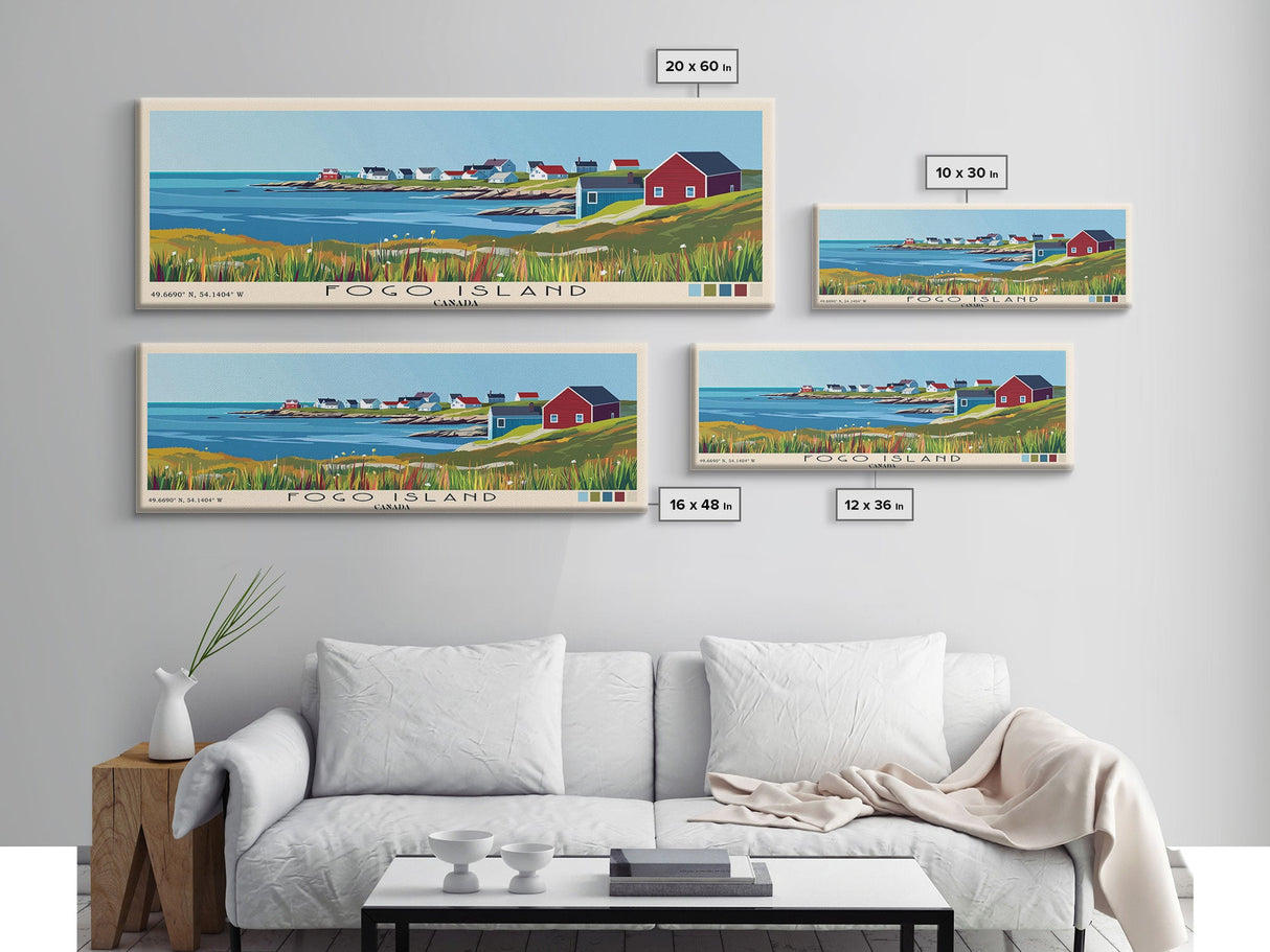 Fogo Island, Canada Panoramic Beach Print, Vacation Gift, Canada Wall Art, Framed Canvas Print, Framed Beach Painting