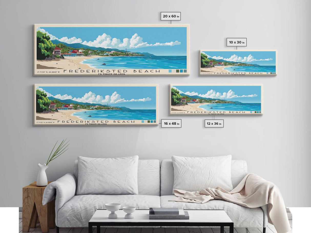 Frederiksted Beach, US Virgin islands Panoramic Print, Vacation Gift, US Virgin islands Wall Art, Beach Painting, Beach Decor, Beach Or Lakehouse Art