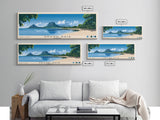 Grand Baie, Mauritius Panoramic Beach Print, Vacation Gift, Mauritius Wall Art, Framed Canvas Print, Framed Beach Painting