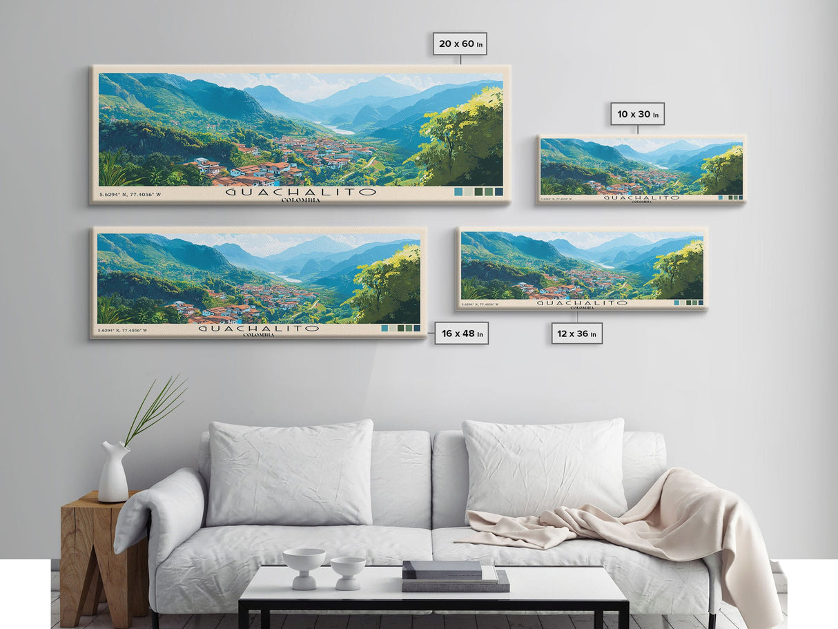 Guachalito, Colombia Panoramic Print, Vacation Gift, Colombia Wall Art, Beach Painting, Beach Decor, Large Wall Art, Wood Frame Art