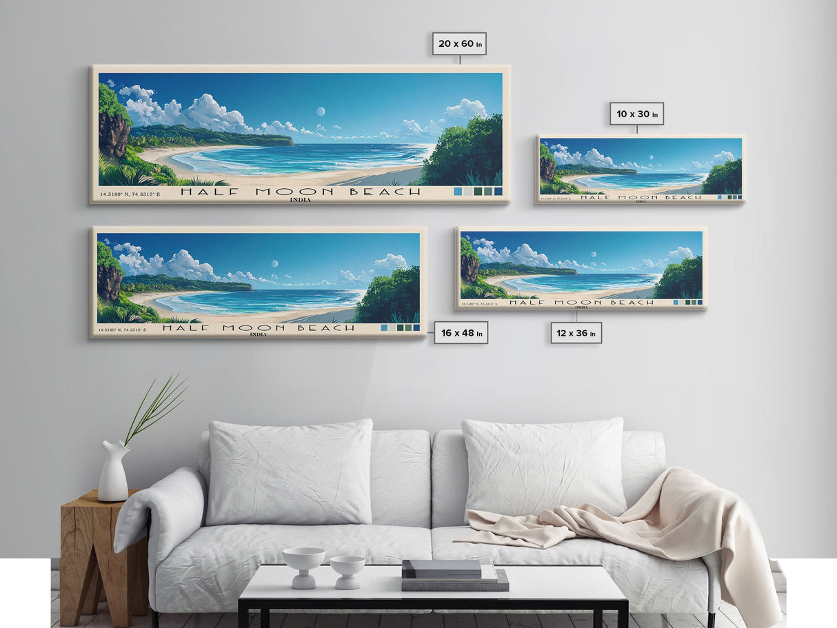 Half Moon Beach, India Panoramic Print, Vacation Gift, India Wall Art, Vacation Wall Art, Vacatation Memories, Beach Decor, Beach Or Lakehouse Art