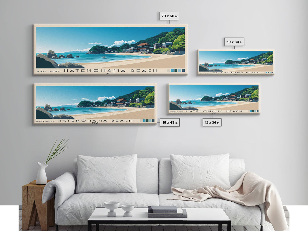 Hatenohama Beach, Japan Panoramic Beach Print, Vacation Gift, Japan Wall Art, Beach Painting, Beach Decor, Beach Painting