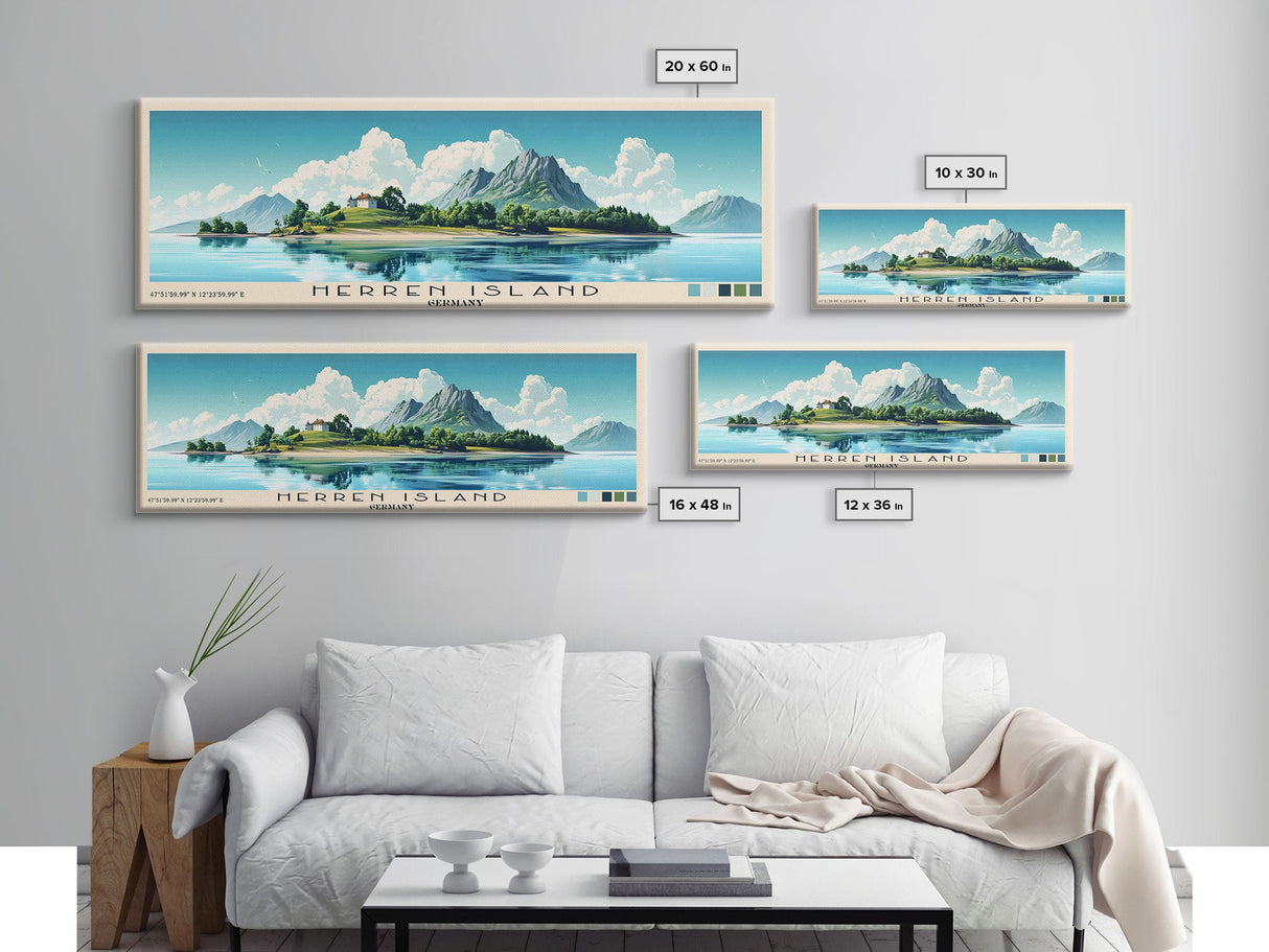 Herren Island, Germany Panoramic Beach Print, Vacation Gift, Germany Wall Art, Beach Painting, Beach Decor, Beach Painting