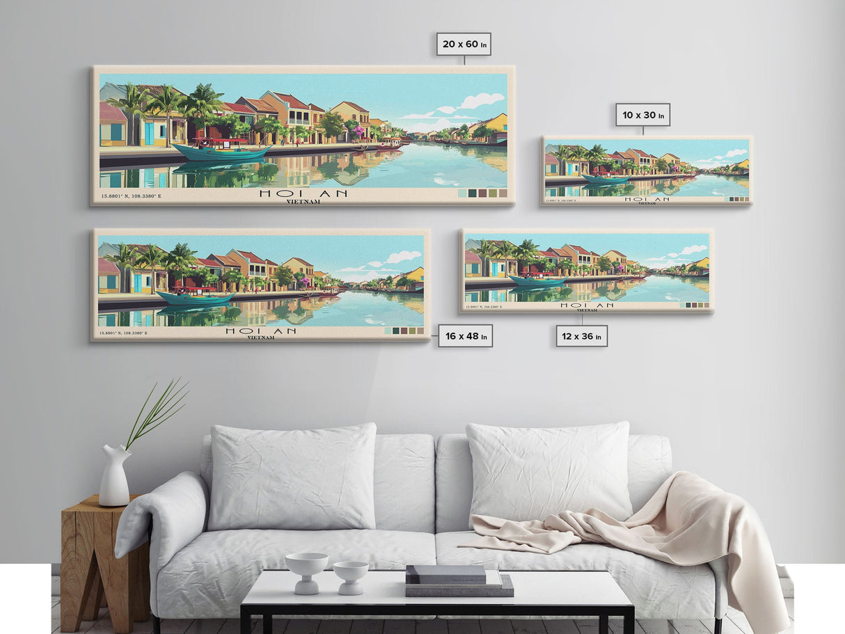 Hoi An, Vietnam Panoramic Beach Print, Vacation Gift, Vietnam Wall Art, Framed Canvas Print, Framed Beach Painting