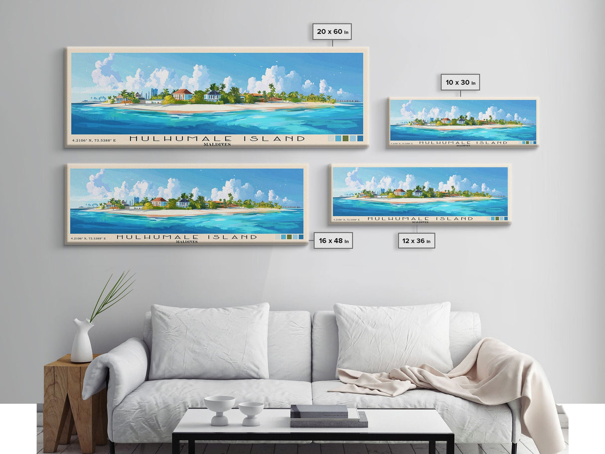 Hulhumale Island, Maldives Panoramic Beach Print, Vacation Gift, Maldives Wall Art, Framed Canvas Print, Framed Beach Painting