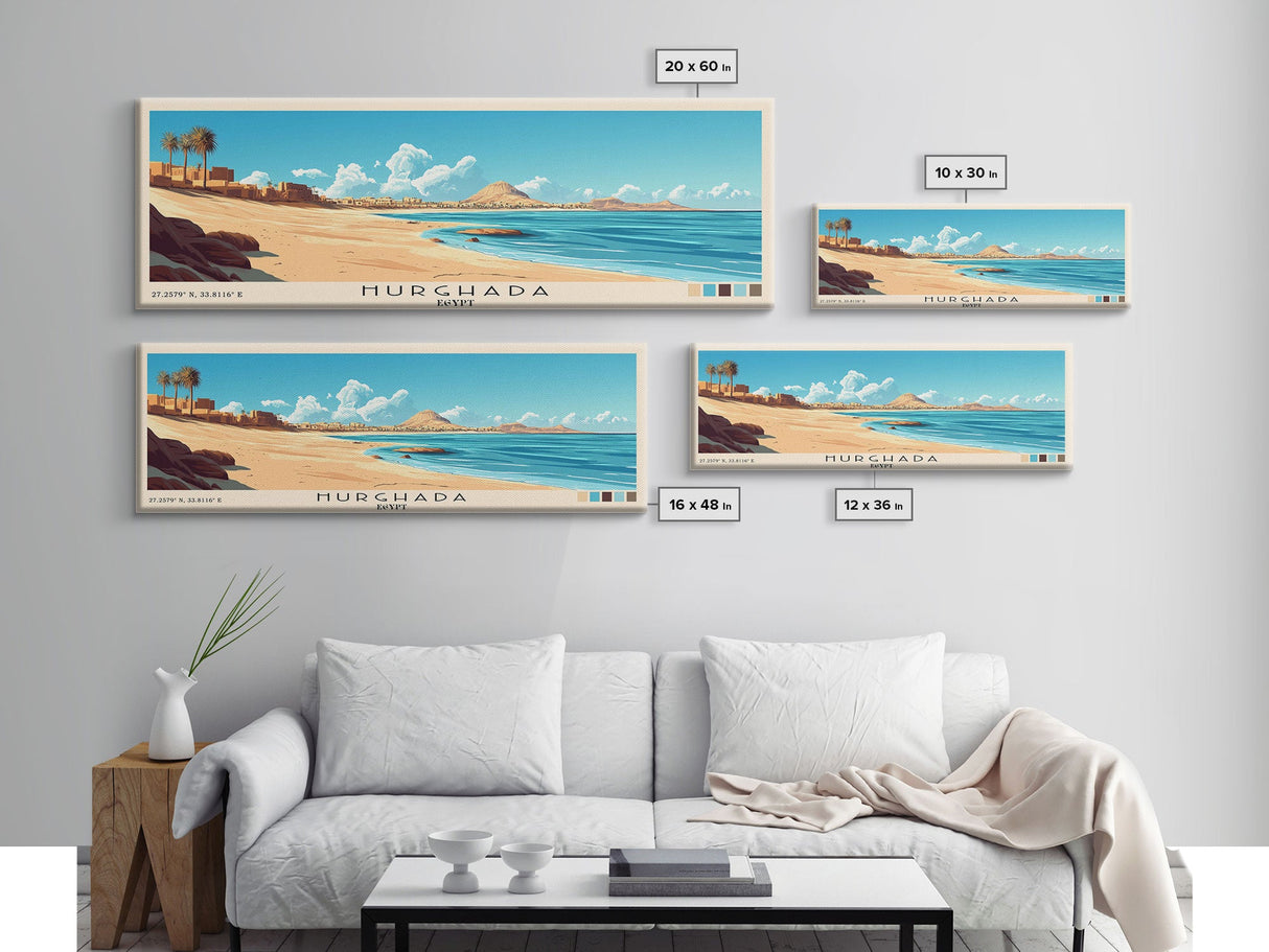 Hurghada, Egypt Panoramic Print, Vacation Gift, Egypt Wall Art, Beach Painting, Beach Decor, Beach Or Lakehouse Art