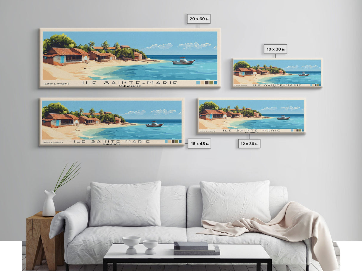 Ile Sainte-Marie, Madagascar Panoramic Beach Print, Vacation Gift, Madagascar Wall Art, Beach Painting, Beach Decor, Beach Painting