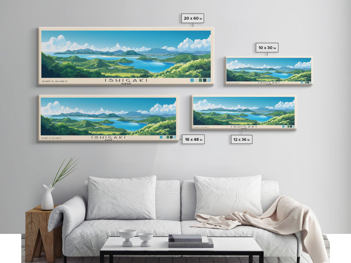 Ishigaki, Japan Panoramic Beach Print, Vacation Gift, Japan Wall Art, Beach Painting, Beach Decor, Beach Painting