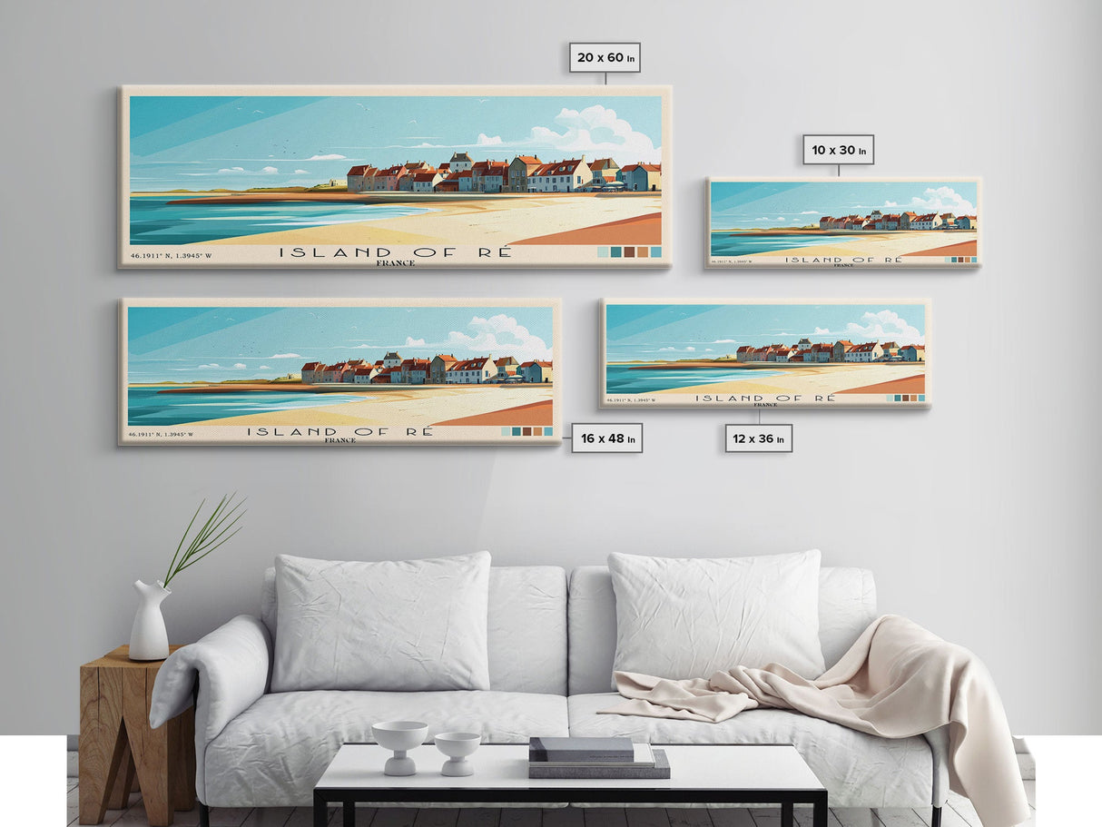 Island of Ré, France Panoramic Beach Print, Vacation Gift, France Wall Art, Framed Canvas Print, Framed Beach Painting