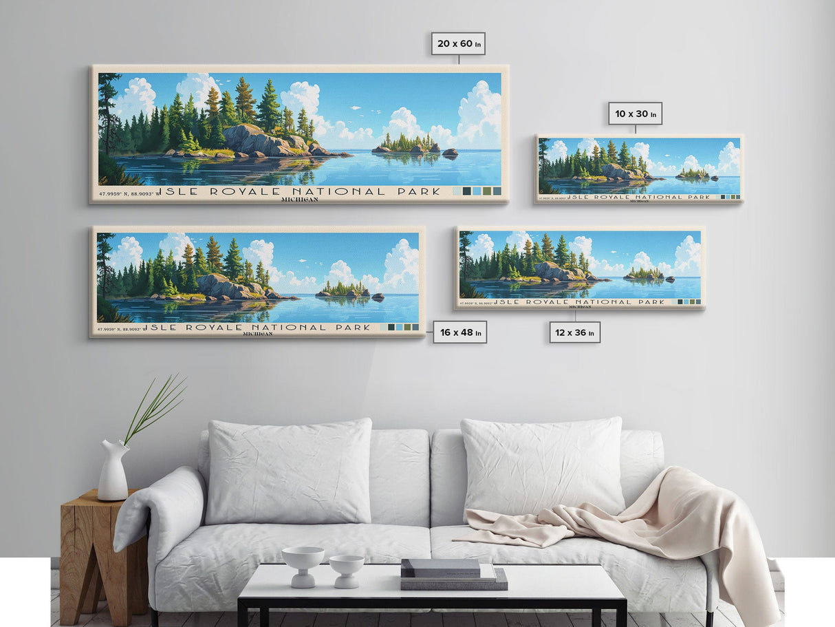 Isle Royale National Park, Michigan Panoramic Beach Print, Vacation Gift, Michigan Wall Art, Beach Painting, Beach Decor, Beach Painting