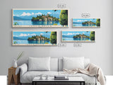 Isola Bella, Italy Panoramic Print, Vacation Gift, Italy Wall Art, Beach Painting, Beach Decor, Large Wall Art, Wood Frame Art