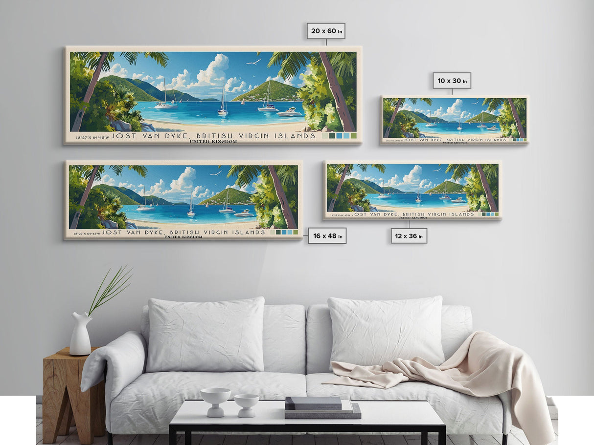 Jost Van Dyke, British Virgin Islands , United Kingdom Panoramic Print, Vacation Gift, United Kingdom Wall Art, Beach Painting, Beach Decor, Beach Or Lakehouse Art