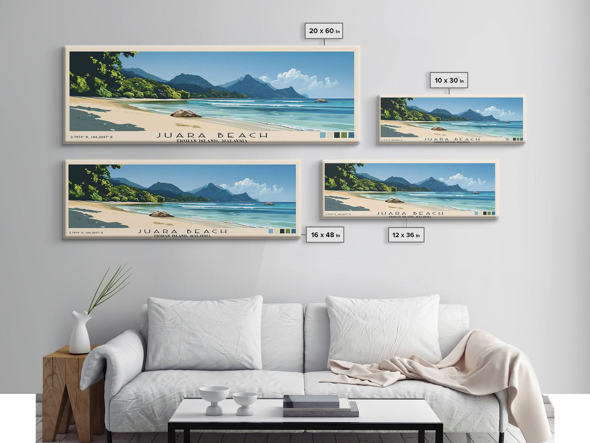 Juara Beach, Tioman Island, Malaysia Panoramic Beach Print, Vacation Gift, Tioman Island, Malaysia Wall Art, Beach Painting, Beach Decor, Beach Painting