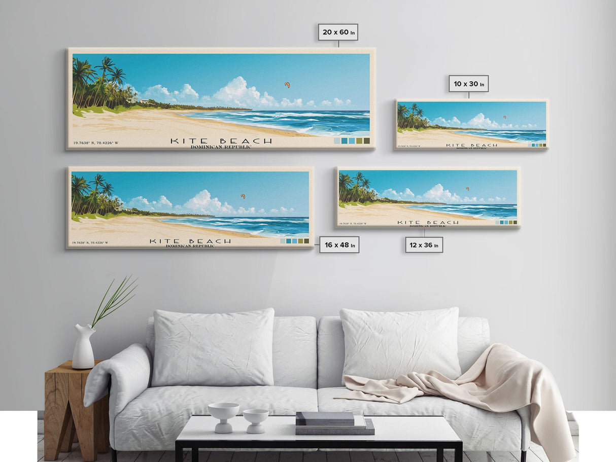 Kite Beach, Dominican Republic Panoramic Print, Vacation Gift, Dominican Republic Wall Art, Beach Painting, Beach Decor, Large Wall Art, Wood Frame Art