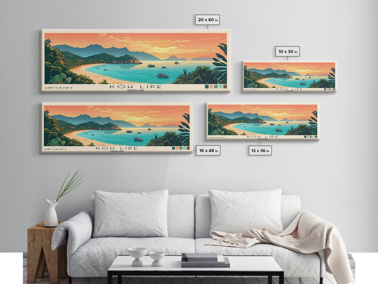 Koh Lipe, Thailand Panoramic Print, Vacation Gift, Thailand Wall Art, Beach Painting, Beach Decor, Large Wall Art, Wood Frame Art