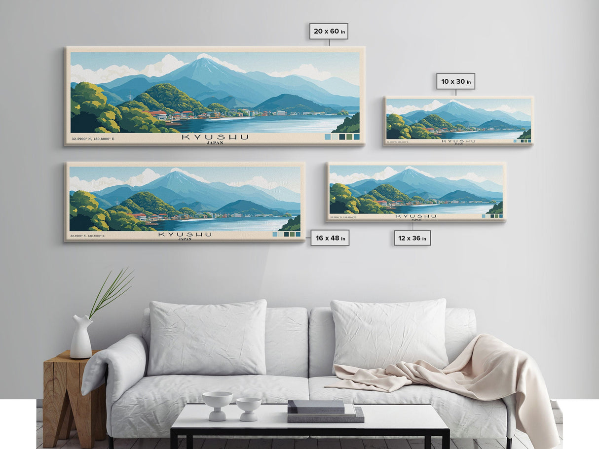 Kyushu, Japan Panoramic Print, Vacation Gift, Japan Wall Art, Beach Painting, Beach Decor, Large Wall Art, Wood Frame Art