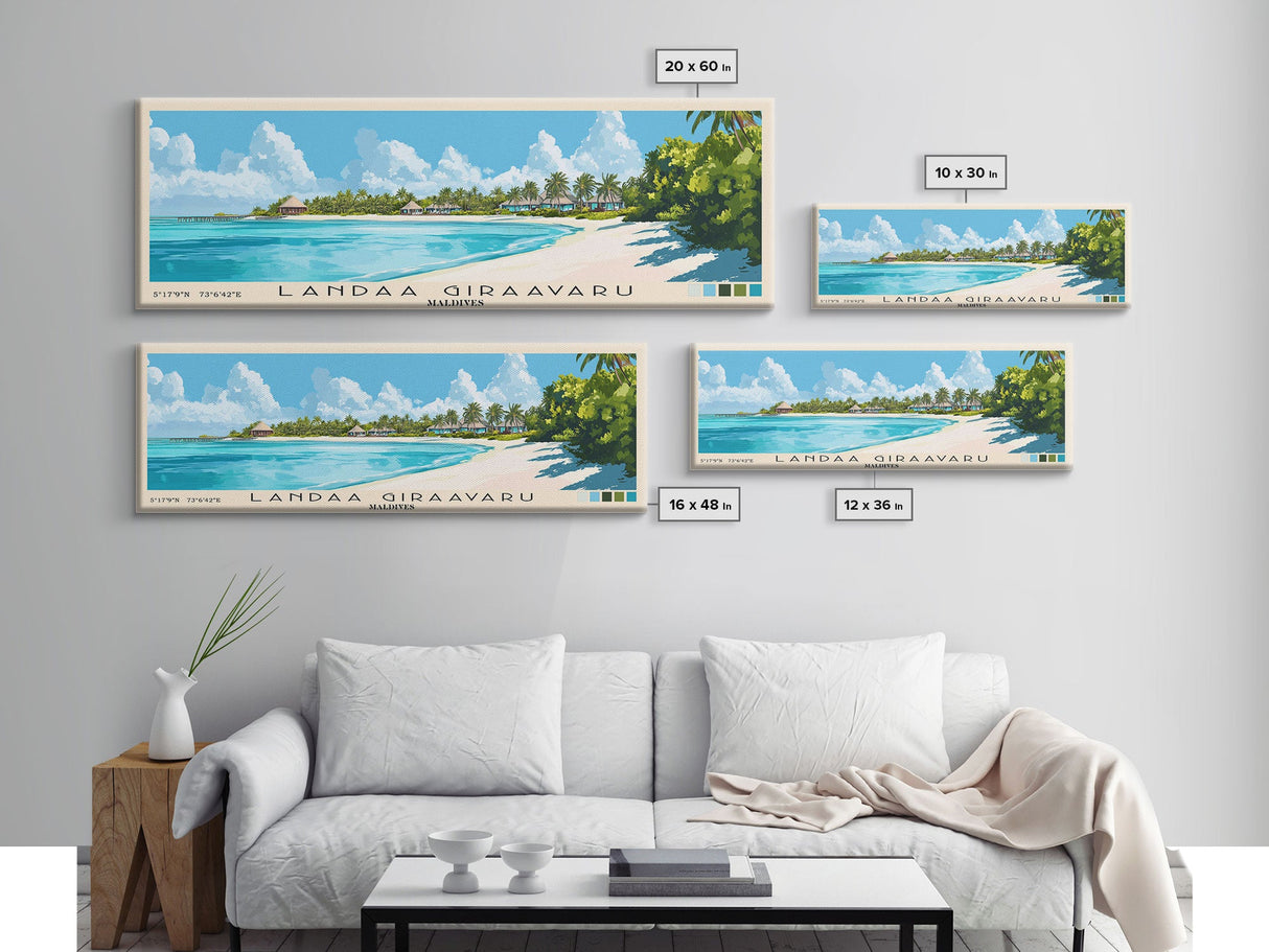 Landaa Giraavaru, Maldives Panoramic Print, Vacation Gift, Maldives Wall Art, Beach Painting, Beach Decor, Beach Or Lakehouse Art